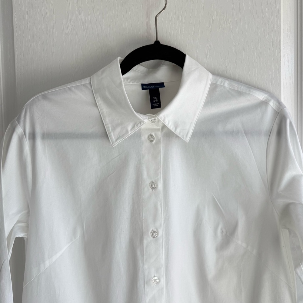 NWT Scoop Shirt Dress Mix Media Poplin Suiting Mini Oversized Long Sleeve Sz XS - Picture 8 of 16